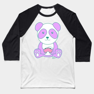 Purple Gaming Panda With Controller Baseball T-Shirt